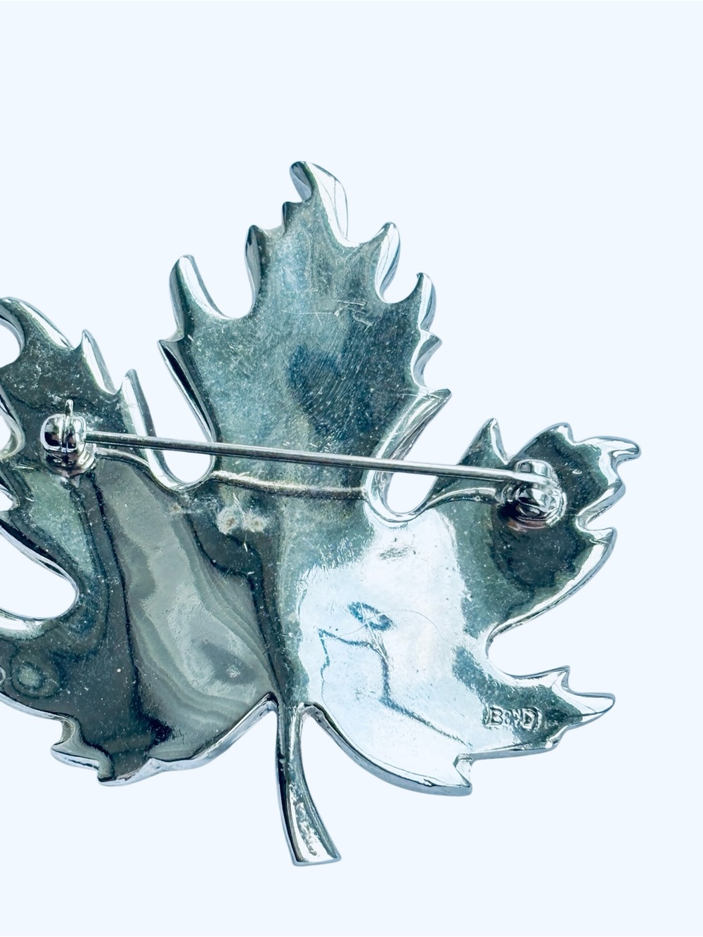 Bond Boyd Signed Vintage Rhinestone Maple Leaf Brooch Pin Set Silver Tone - Picture 6 of 11